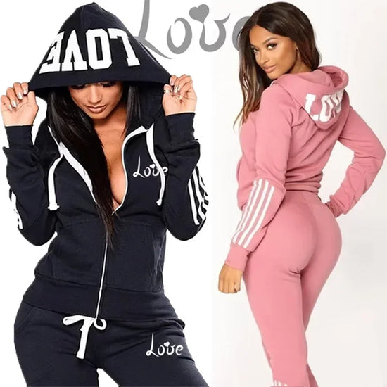 Sports Wear Jogging Suits Hoodies+Sweatpants Sweat Suits 2025 Autumn Winter Fashion Women LOVE Letter Print Tracksuits Sets