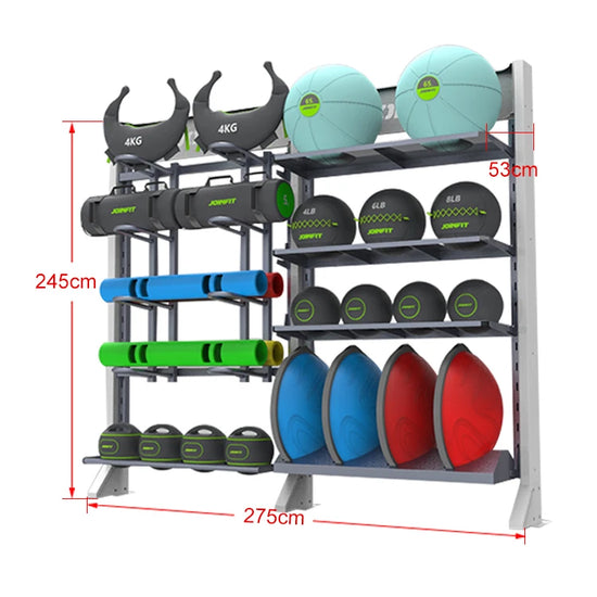 Gym Equipment Accessories Commercial Multi Function Weight Plate Dumbbell Bar Wall Gym Ball Storage Training Gym Rack
