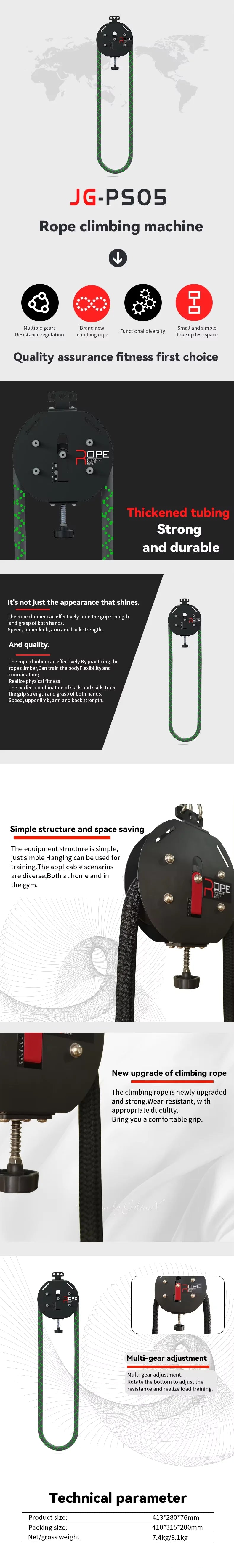 Home Gym Rotatively New Speed Adjustable Climbing Machine Rope Pulling Machine Endless Suspended Rope Trainer