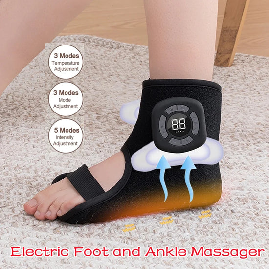 Wireless Electric Foot and Ankle Massager with Heat Vibration Air Compression for Pain Relief Muscle Relaxation Home Use Therapy
