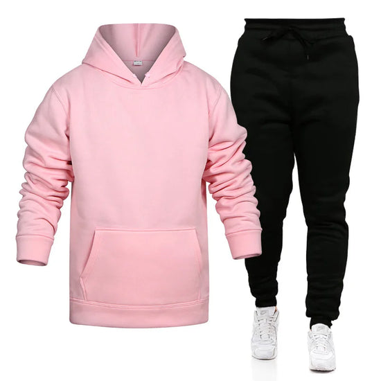 men Sportswear pure color sport Suit man/woman Hoodies+Pants fitness Clothing Spring Autumn 2 pieces Sets casual Male Tracksuits
